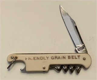 1930s Grain Belt Beer Lyle Engebretson Corkscrew Knife Opener P - 15 - 18
