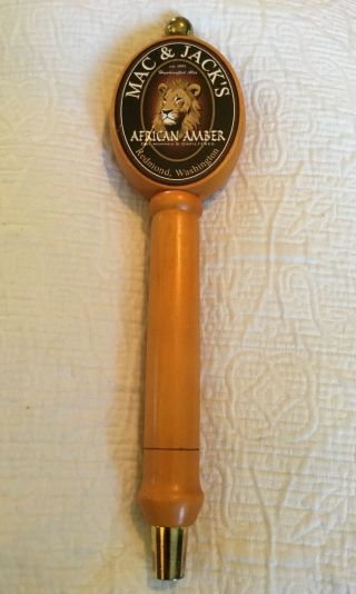 Mac & Jacks African Amber 13.  5” Wood Beer Tap Handle Redmond Washington Man Cave