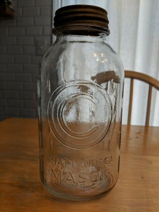 Vintage Chattanooga Half Gallon Mason Jar Ball Zinc Lid