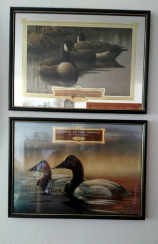 Vintage E&j Brandy Ducks Unlimited Limited Edition 1995 & 1997 Framed Pictures