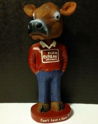 Farm Bureau Insurance 7 " Bobblehead Cow " Don 