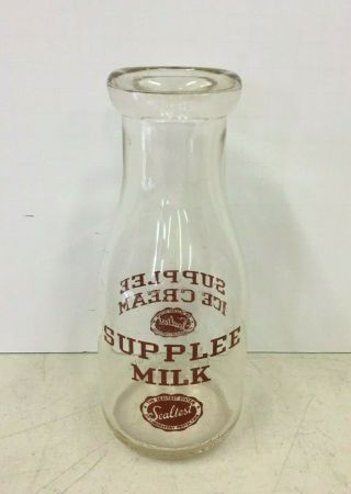 Vintage Supplee Dairy Milk Ice Cream Sealtest Glass Pint Bottle Pyro