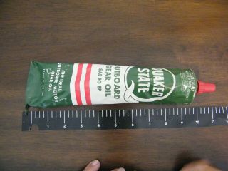 Vintage Rare Quaker State Outboard Boat Motor Grease Gear Oil Metaltube Full