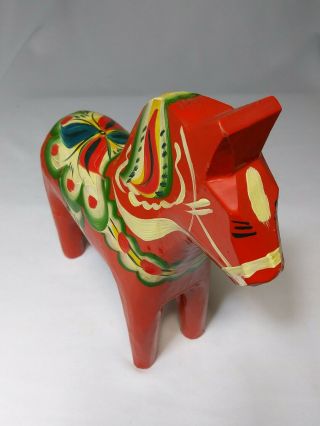 Swedish Dala Horse Wood Carved Hand Painted Folk Art Made in Sweden 8.  25 