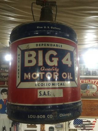 Big 4 Motor Oil Can 5 Gallon Rare Find