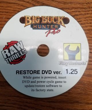 Big Buck Hunter Pro Raw Thrills Recovery Disk Dvd V1.  25