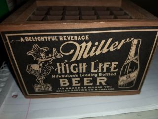 Miller High Life Beer Wood Crate Pen Pencil Holder George Nathan 1984 Complete