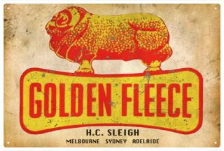 Golden Fleece H.  C.  Sleigh Vintage Tin Sign Large