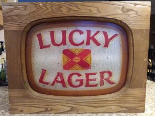 Vintage Lucky Lager Beer Lighted Sign Bar Tavern