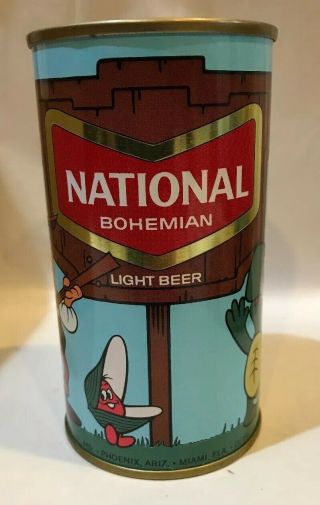 National Bohemian Light Beer 12 Oz.  Cartoon Bank - Top Beer Can - Baltimore,  Md.