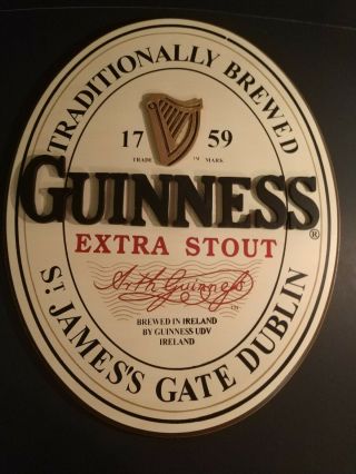 Guinness Classic English 3d Label Oval Wood Wall Art Pub Bar Man Cave Wall Sign