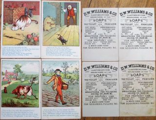 Williams Soap 1880 Set Of Four Victorian Trade Cards - Color Litho - Glastonbury,  Ct