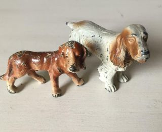 Two Cast Iron Dogs Cocker Spaniel And Bloodhound Antique Vintage