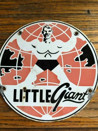 Red Little Giant Metal Sign And Antique Saw Blade Packaging