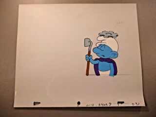 1980s Animation Production Cel For The Smurfs Tv Show - Smurf Cel Hoe