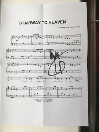 Jimmy Page Hand Signed Autograph - Music Sheet ‘stairway To Heaven’