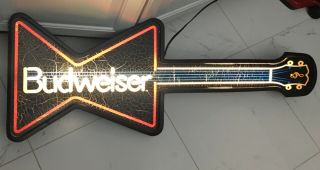 Budweiser Beer Lighted Neon Guitar Advertising Bar Sign Price Father’s Day