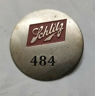1964 Metal Schlitz Beer Brewery Employee Id Nbr 484 Badge Pin Pinback Tampa Fl