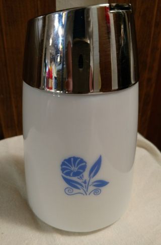 Vintage Dripcut Starline Sugar Top Blue Flower Pourer Metal Top Glass Bottom