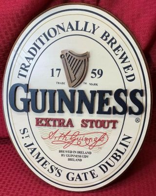 Guinness Classic English 3d Label Oval Wood Wall Art Wooden Pub Bar Sign