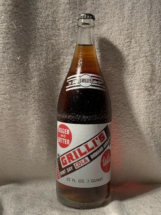 Rare Full 32oz Grilli’s Root Beer Acl Soda Bottle Detroit,  Michigan