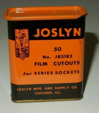 Early Vintage Tin Joslyn 50 No.  J83182 Film Cutouts For Series Sockets A