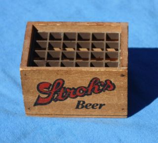 Unusual Vintage STROH ' s BEER Advertising Wooden Beer Case Desk Pen Holder 3