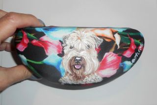 Soft Coated Wheaten Terrier Dog Hand Painted Eyeglass Sunglass Case Vegan Box