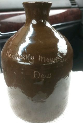 Stoneware Whiskey Little Brown Jug 6 " Tall 4 " Wide Kentucky Mountain Dew Beehive