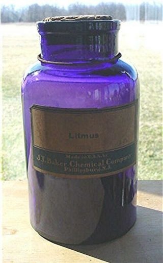 Purple J.  T.  Baker Phillipsburg,  N.  J.  (jersey) Litmus Jar W/98,  Full Label -