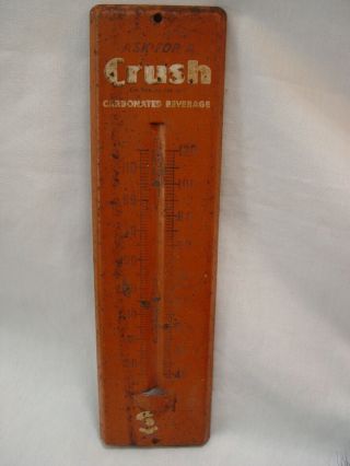 Orange Crush Crushy Soda Character Metal Advertising Thermometer Needs Tube