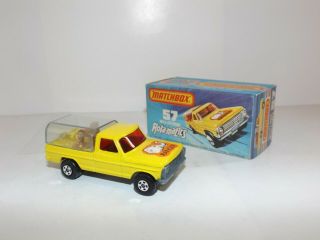 Matchbox S/f No.  57c Ford Pick Up Wild Life Truck Yellow,  Brown Lion Clear Capmib