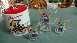 Vintage Spuds Mackenzie 1987 Bud Light Beer Spuds Mackenzie Ice Bucket W/glasses