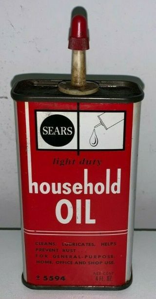 Vintage,  Sears Household Oil,  Tin Oiler Can (5 Inches Tall)