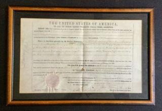 Rare President Millard Fillmore Signed Twice 1851 Mississippi Land Grant Framed