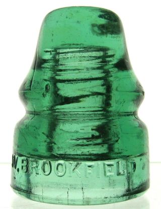 Cd 133 Light Green W.  Brookfield Antique Glass Telegraph Insulator Great Piece