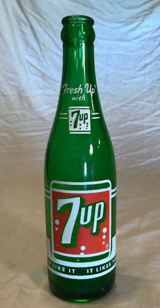 Vtg 1960s Soda Bottle 7up Seven Up Sioux Falls Sd South Dakota Glass Green 12 Oz