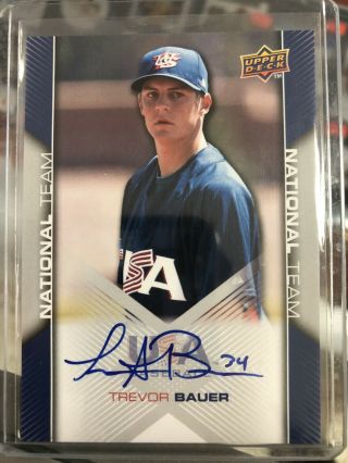 Trevor Bauer Indians 2009 Team Usa Baseball Rookie Auto Signed On Card Usa - 61