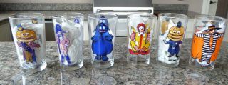 Vintage 1970s Mcdonalds Character Collector Glasses Complete Set Of 6