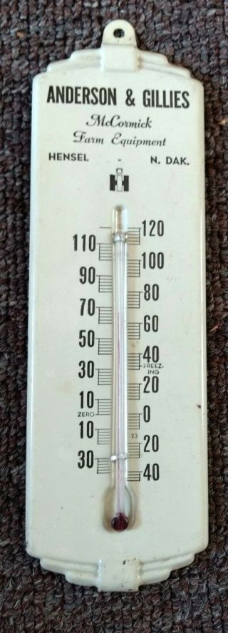 1950s International Harvester Dealer Metal Thermometer.  Hensel,  N.  Dakota