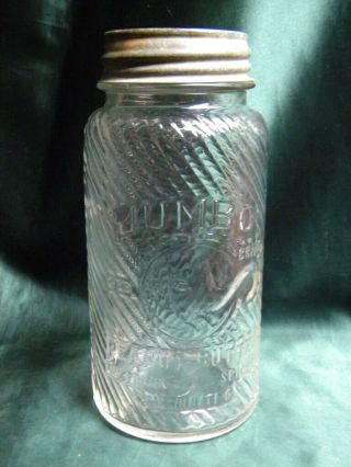 Vintage 2lb Clear Glass Jumbo Peanut Butter Jar Frank Tea & Spice Co 6/24/1930