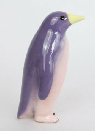 Vintage Hagen Renaker 1970 ' s Miniature Pink & Purple Penguin Figurine 2