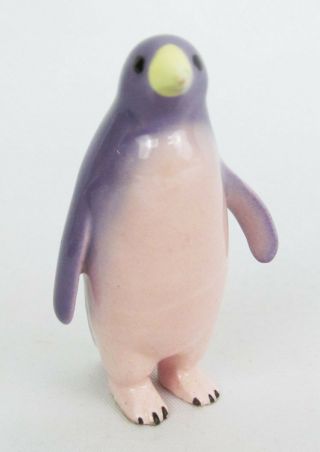 Vintage Hagen Renaker 1970 ' s Miniature Pink & Purple Penguin Figurine 6