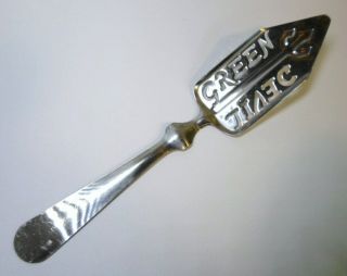 Green Devil Absinthe Spoon Pierced Bowl Embossed Pitchfork Design 6.  75 " L Metal