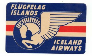 Vintage Airline Luggage Label - Iceland Airways