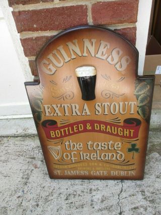 Guinness Wood Wall/pub/tavern Plaque Dublin Taste Of Ireland 24 " X16 " Bar Sign