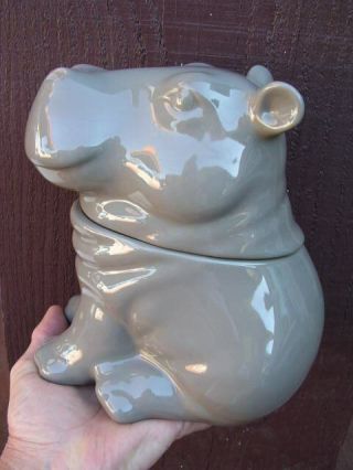 Threshold 8 1/4 " Gray Hippopotamus Cookie Jar 2014 Dog Treats Hippo Sitting