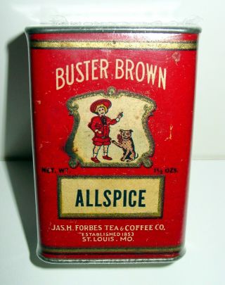 Buster Brown Allspice Spice Tin - Jas H Forbes Tea & Coffee Co - St Louis Mo