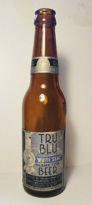 C 1930s Irtp Tru Blu White Seal Beer Bottle From Washington,  Dc