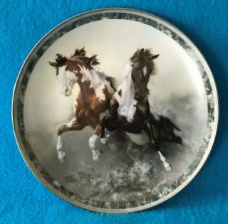 Collectible Horse Plate By Chuck Dehaan " Galloping Hooves "